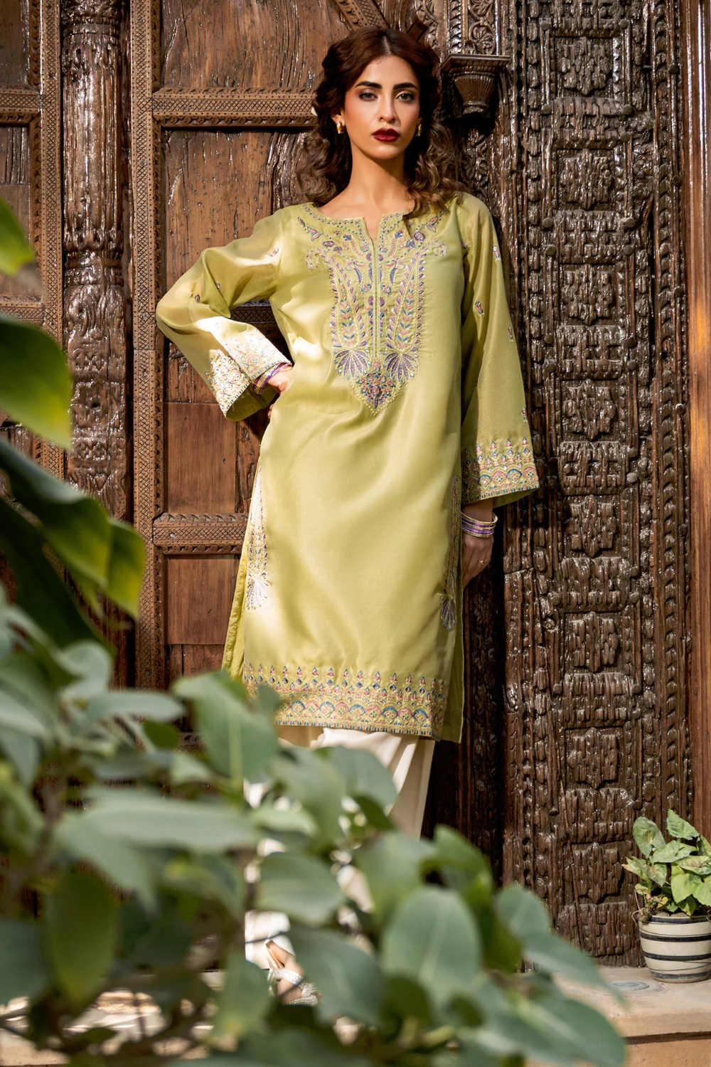 Light Green Embroidered Kurti