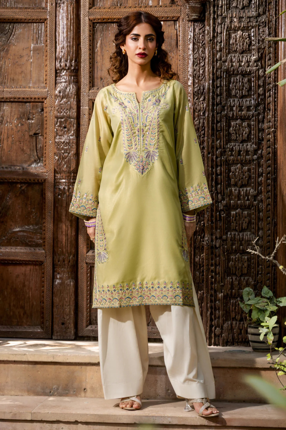 Light Green Embroidered Kurti